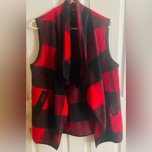 Plaid Vest Casual Lapel Open Front Sleeveless Cardigan Jacket Coat